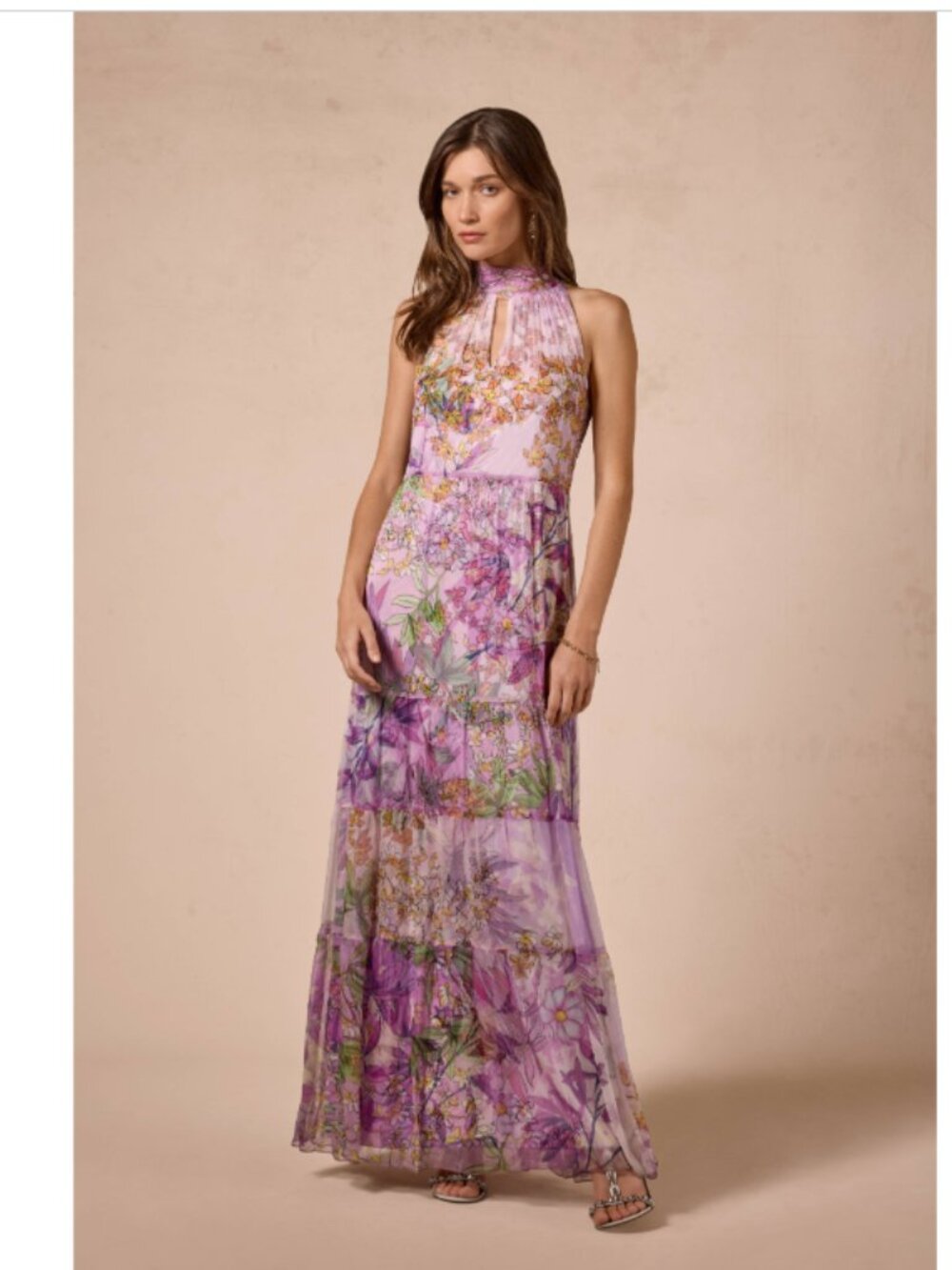 Johnny Was Riona Halter Maxi Dress Silk Floral